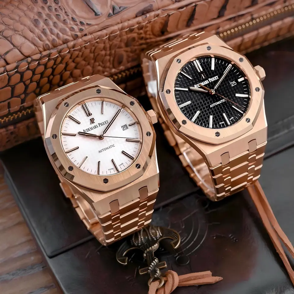 Audemars Piguet Royal Oak — white dial, rose gold