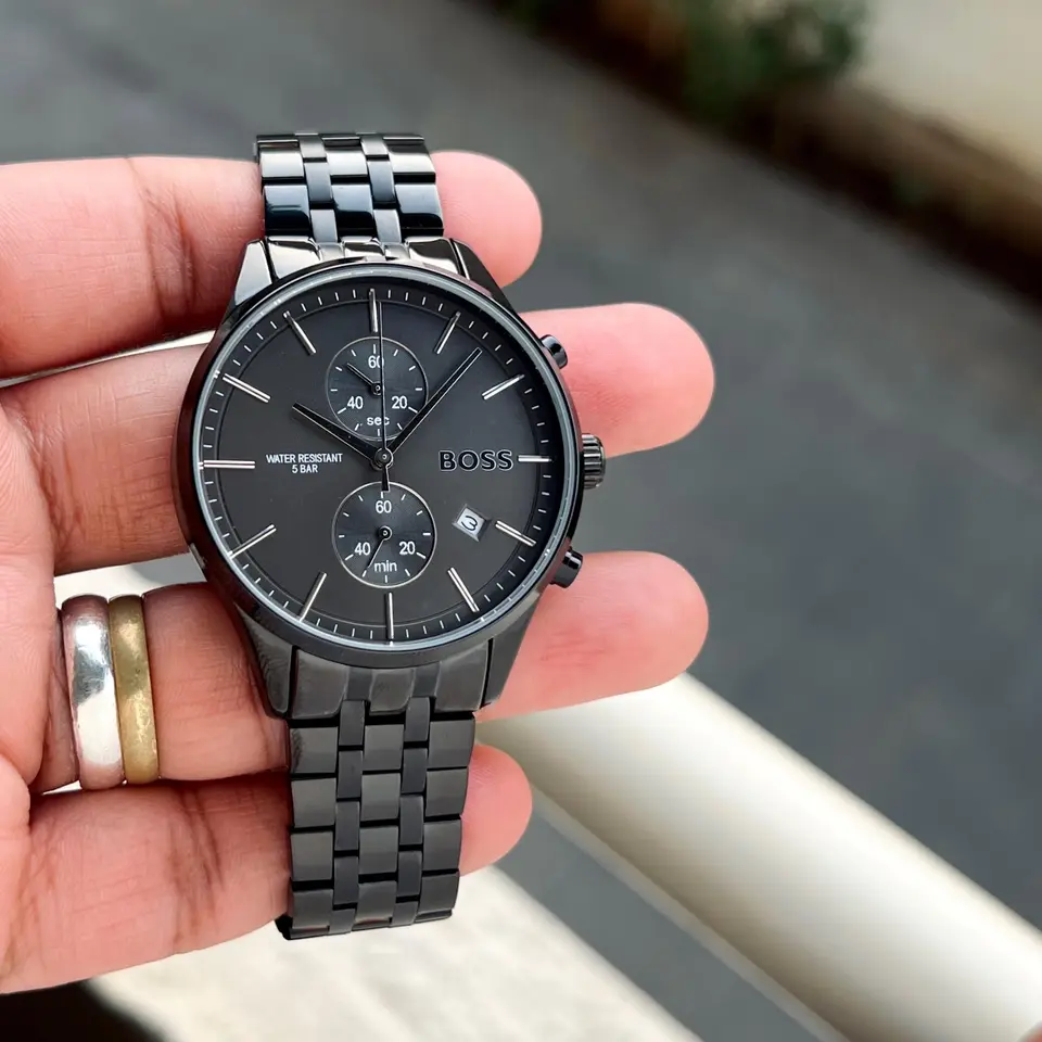 Hugo Boss Chronograph — black dial, black case