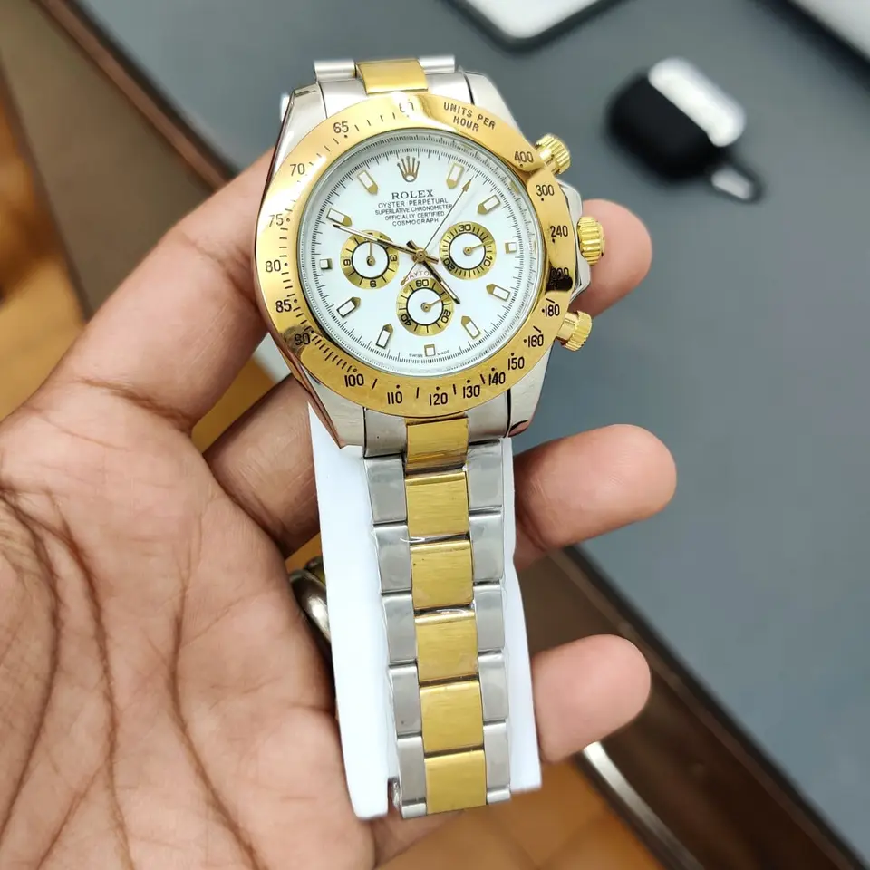 Rolex Daytona — white dial, two-tone