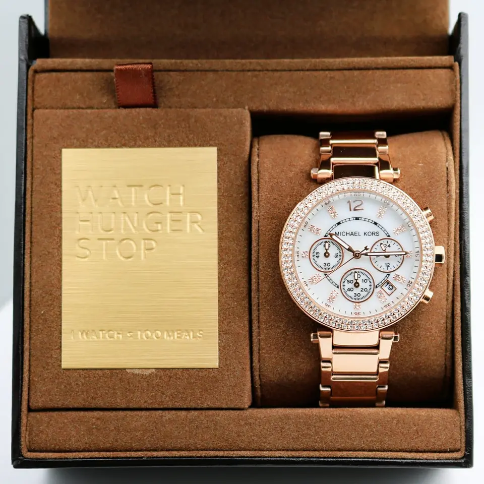 Michael Kors Parker — white dial, rose gold