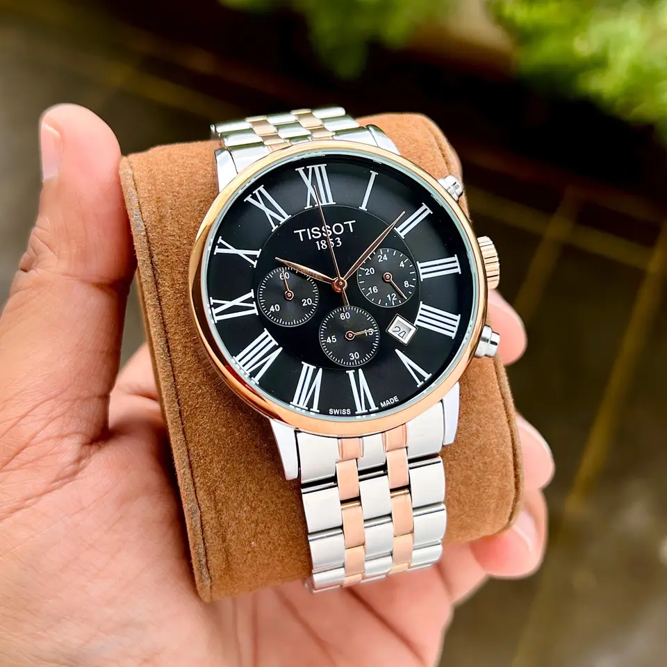 Tissot Chronograph — black dial, two-tone