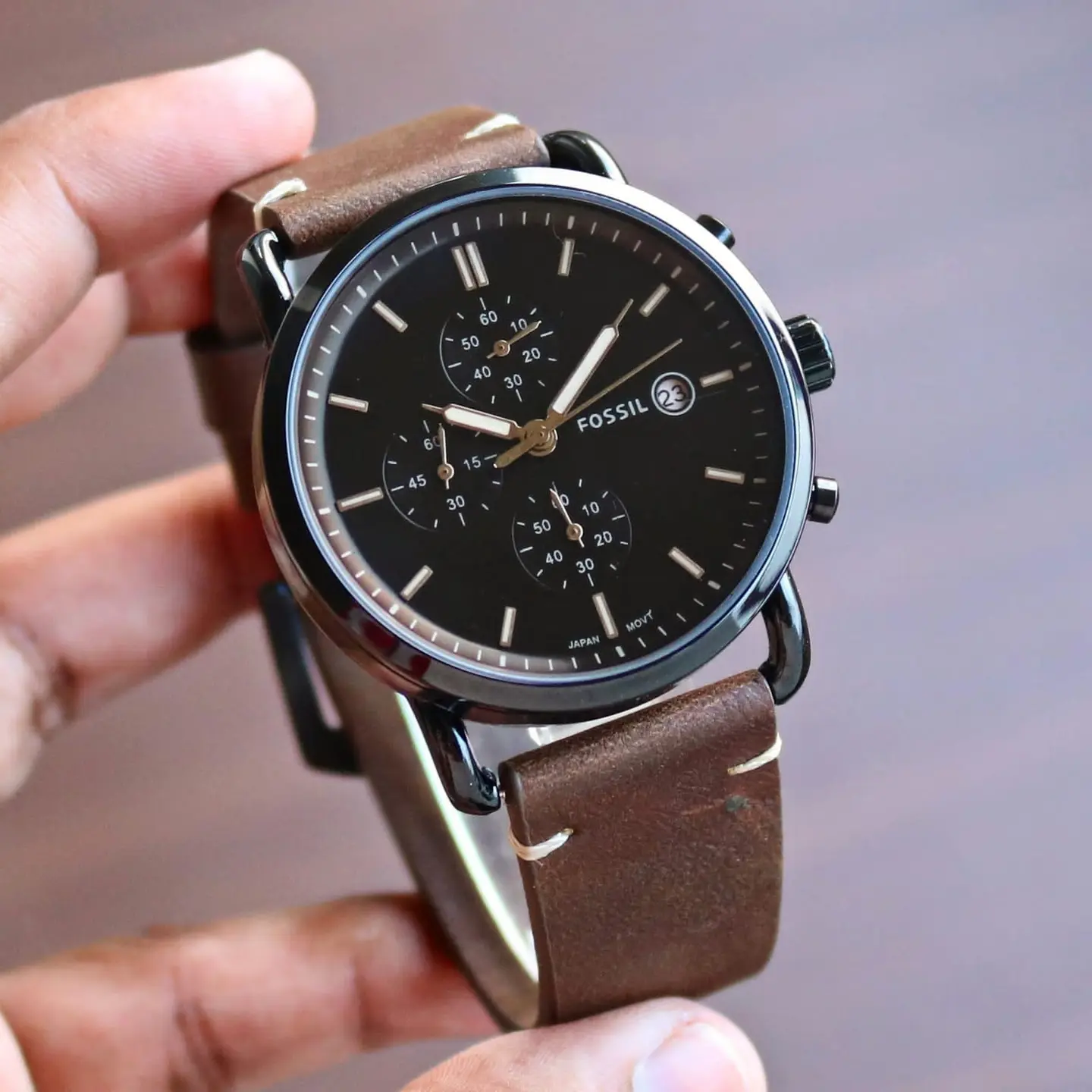 Fossil Chronograph — black dial, black case