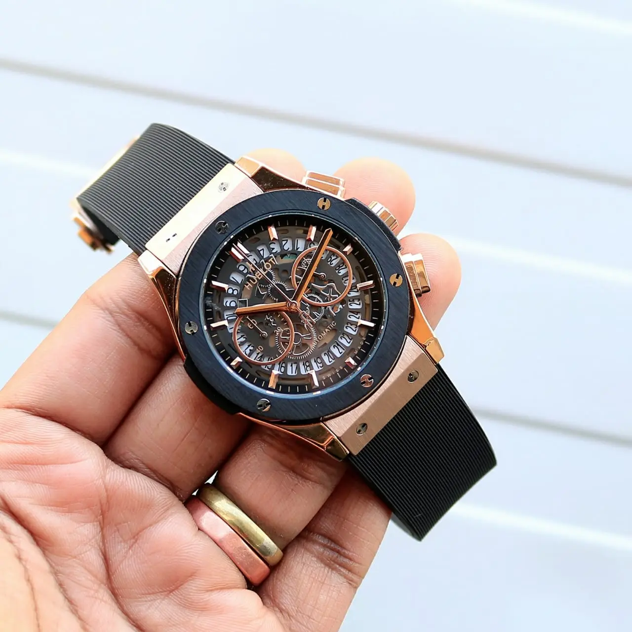 Hublot Classic Fusion — open-worked dial, rose gold