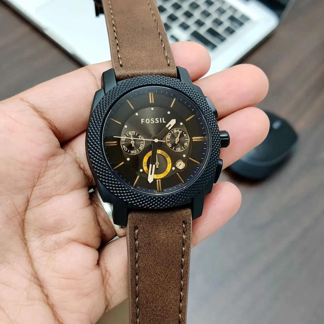 Fossil Machine — black dial, black case