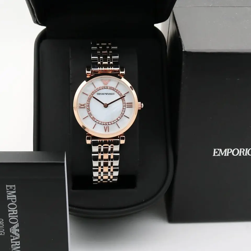 Emporio Armani Gianni T-Bar — white dial, two-tone
