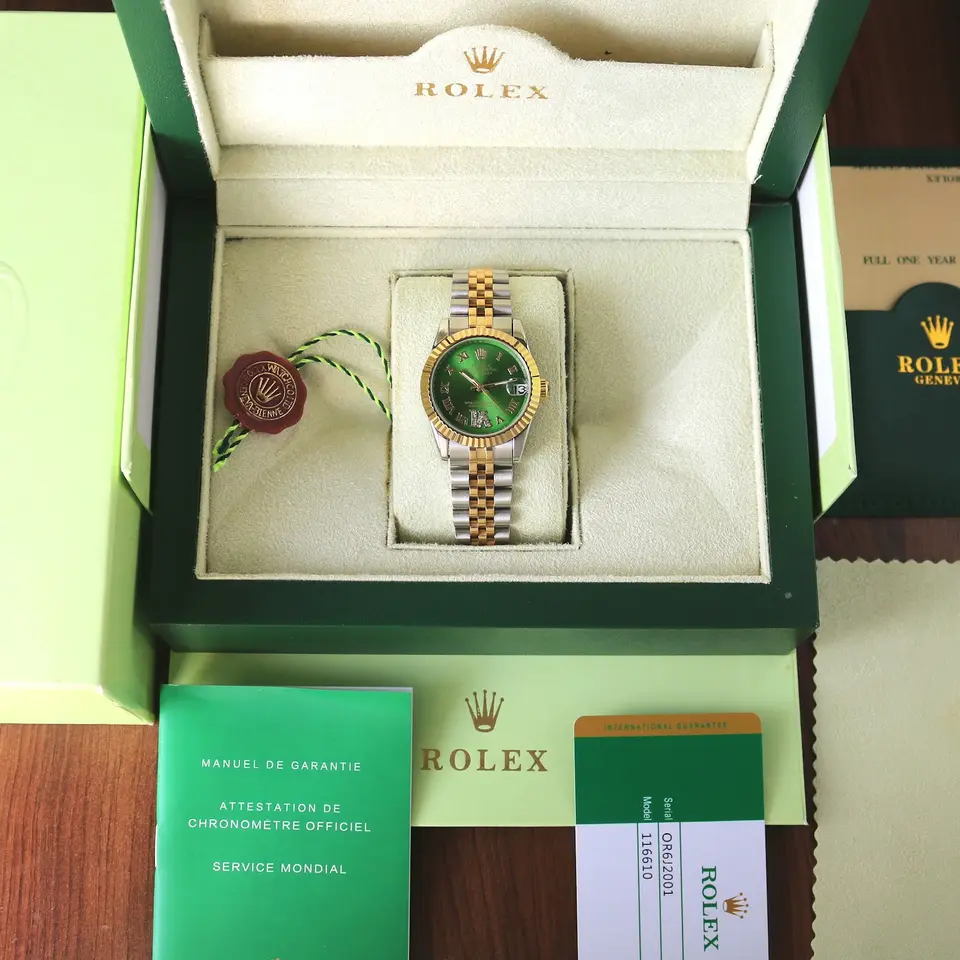 Rolex Datejust — green dial, two-tone