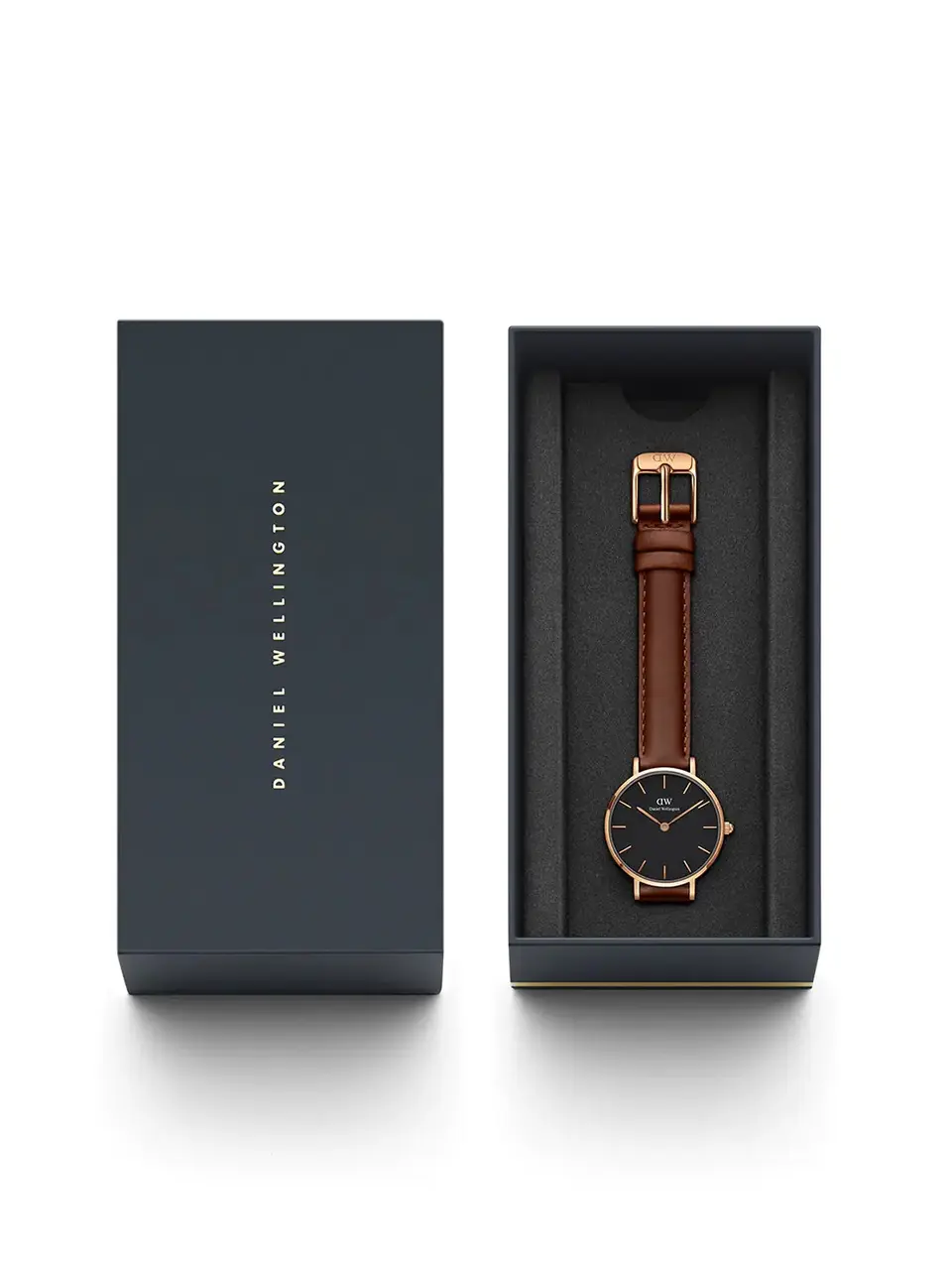 Daniel Wellington Classic Petite — black dial, rose gold