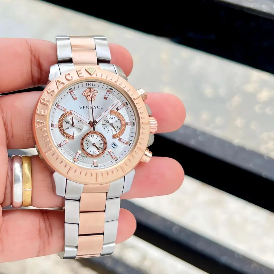 Versace Chronograph — silver dial, two-tone