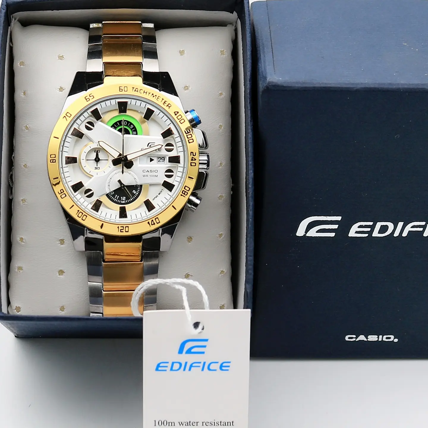 Casio Edifice EFR-540 — white dial, two-tone