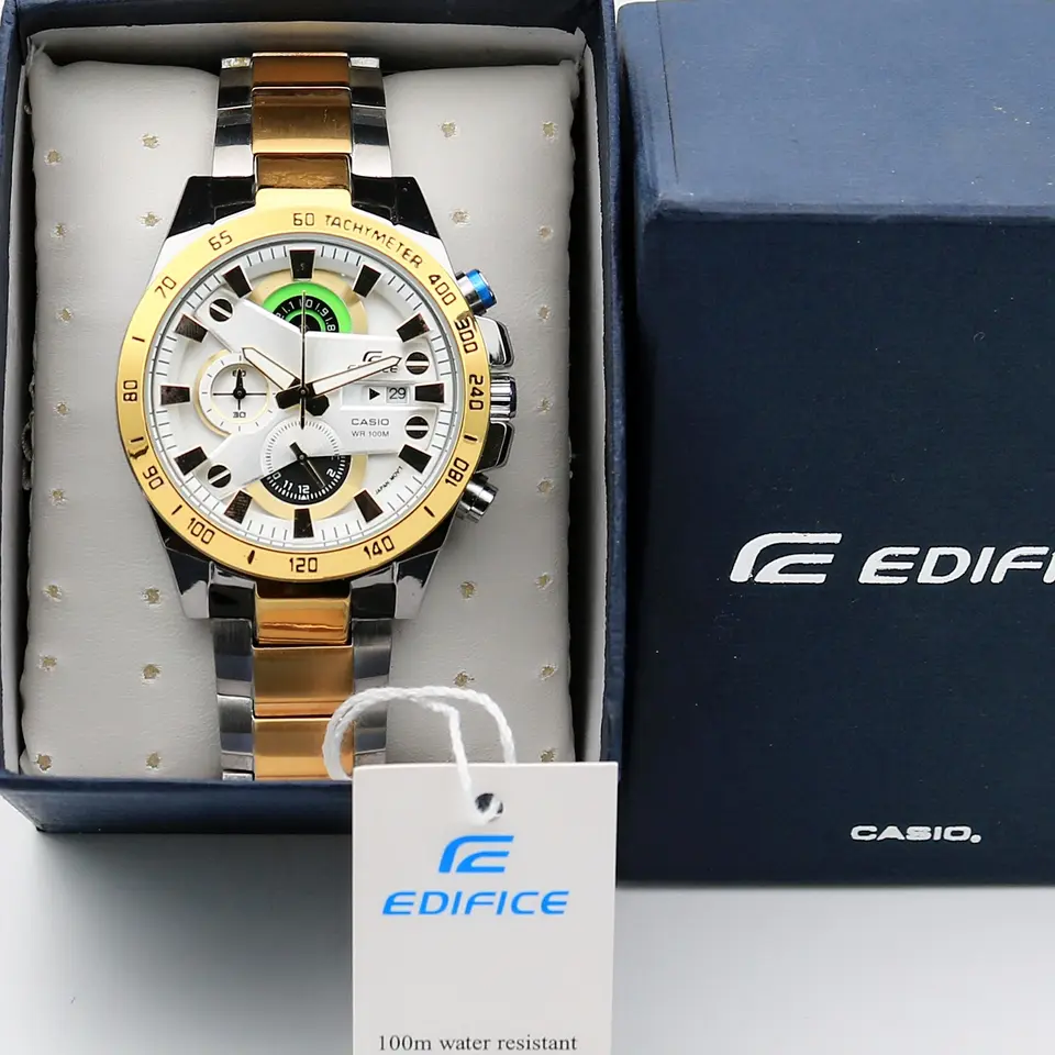 Casio Edifice EFR-540 — white dial, two-tone
