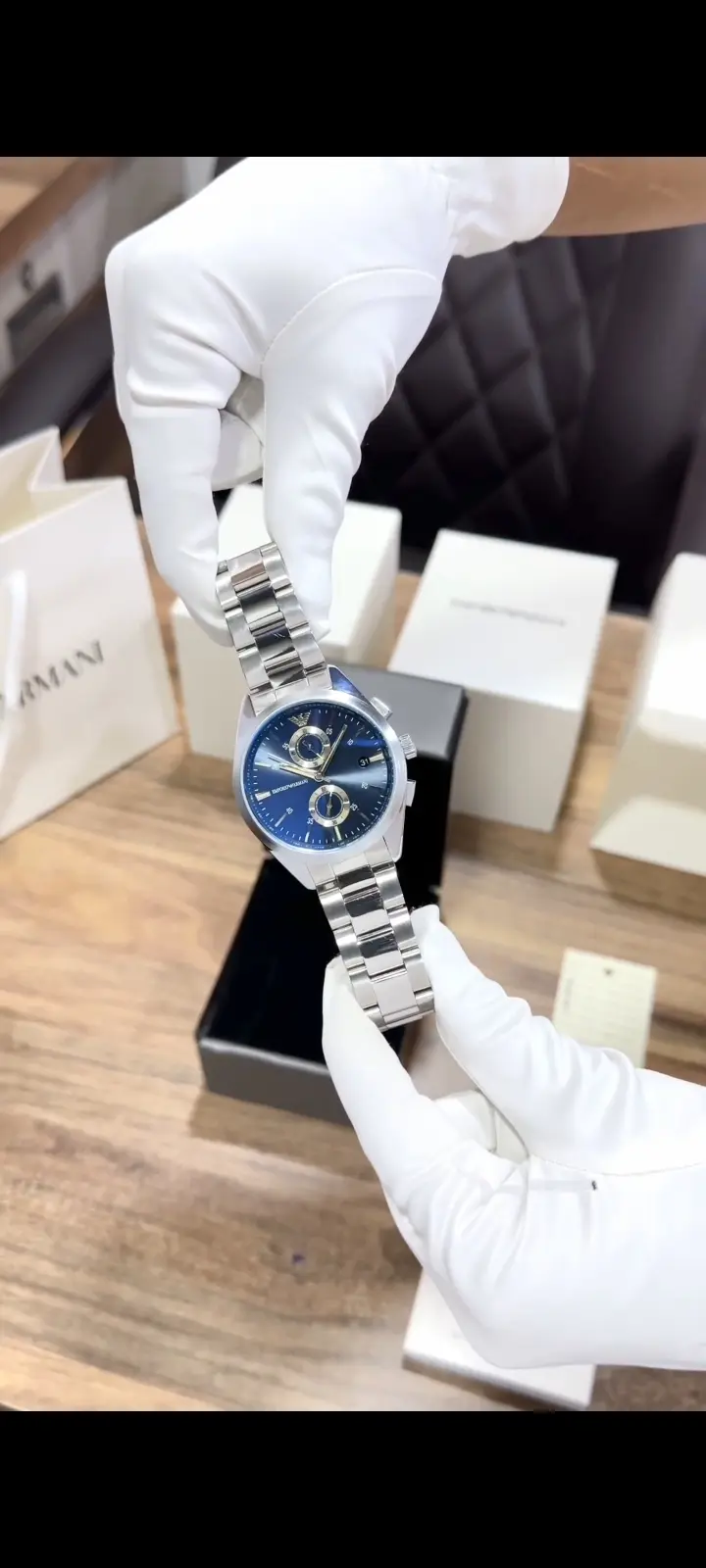 Emporio Armani Chronograph — blue dial