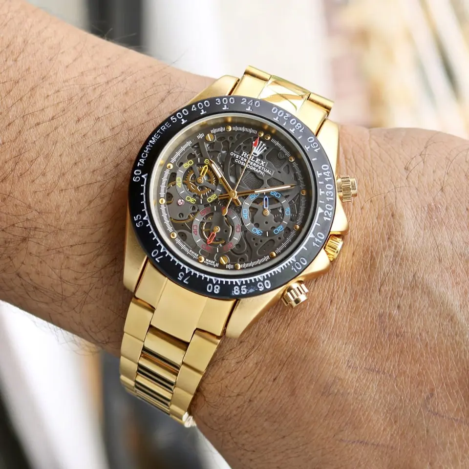 Rolex Daytona — open-worked dial, gold