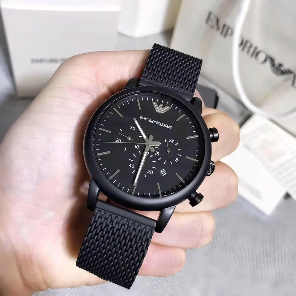 Emporio Armani Chronograph — black dial, black case