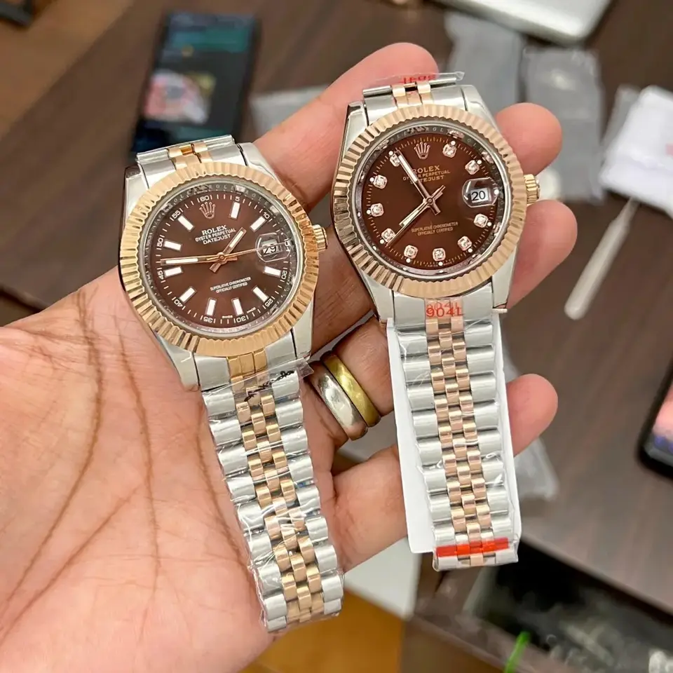 Rolex Datejust — brown dial, two-tone