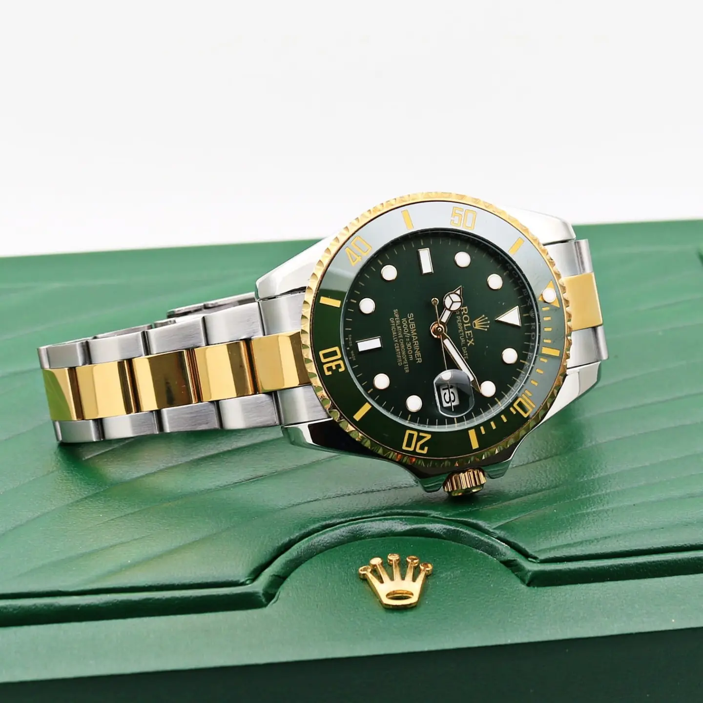 Rolex Submariner — green dial, two-tone