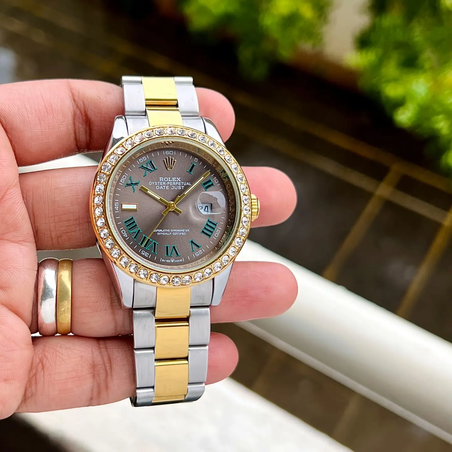 Rolex Datejust — grey dial, two-tone