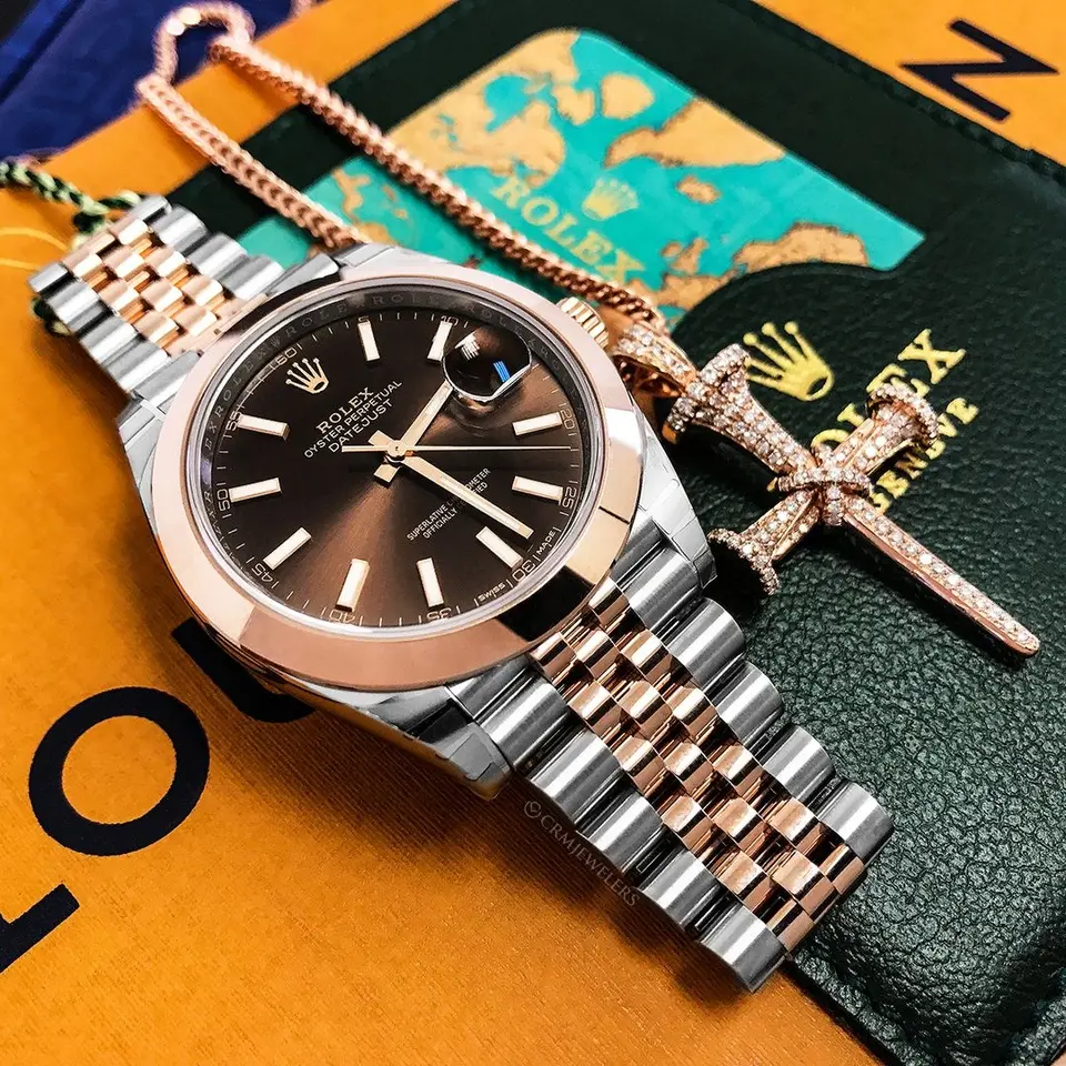 Rolex Datejust — brown dial, two-tone