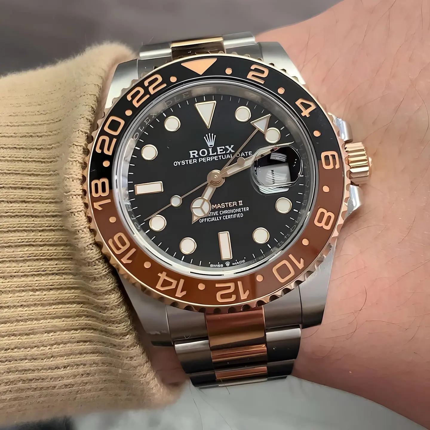 Rolex GMT-Master II — black dial, two-tone