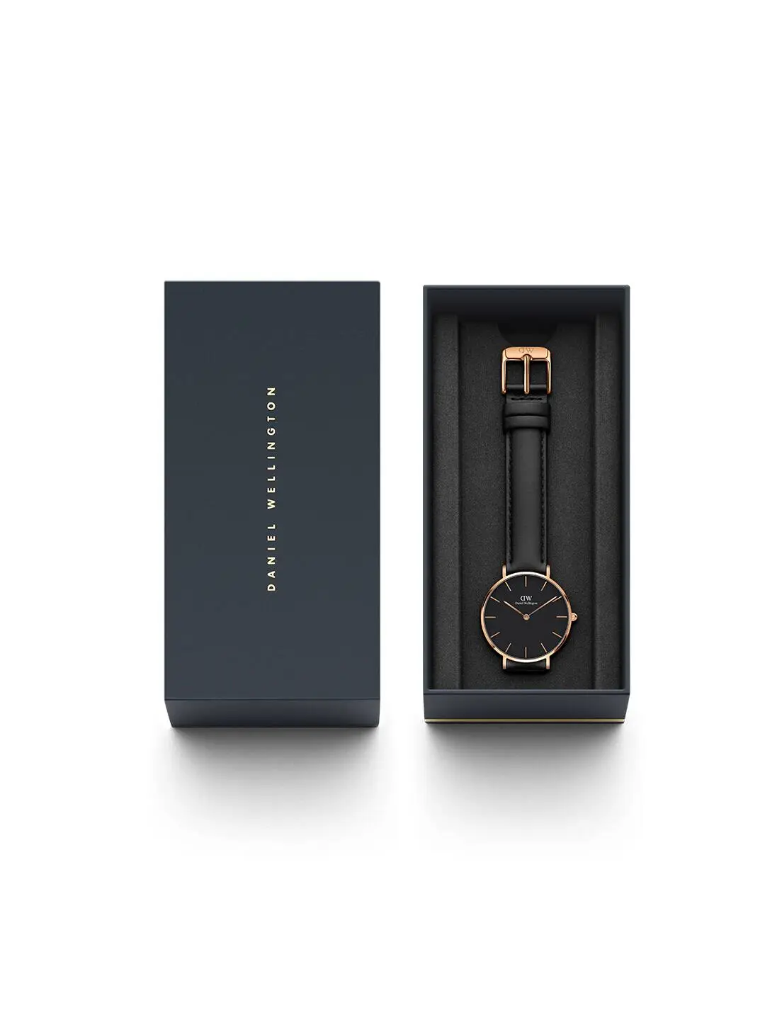 Daniel Wellington Classic Petite — black dial, rose gold