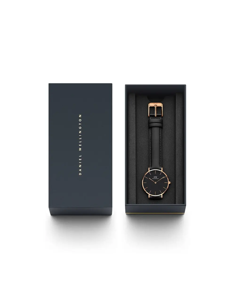 Daniel Wellington Classic Petite — black dial, rose gold