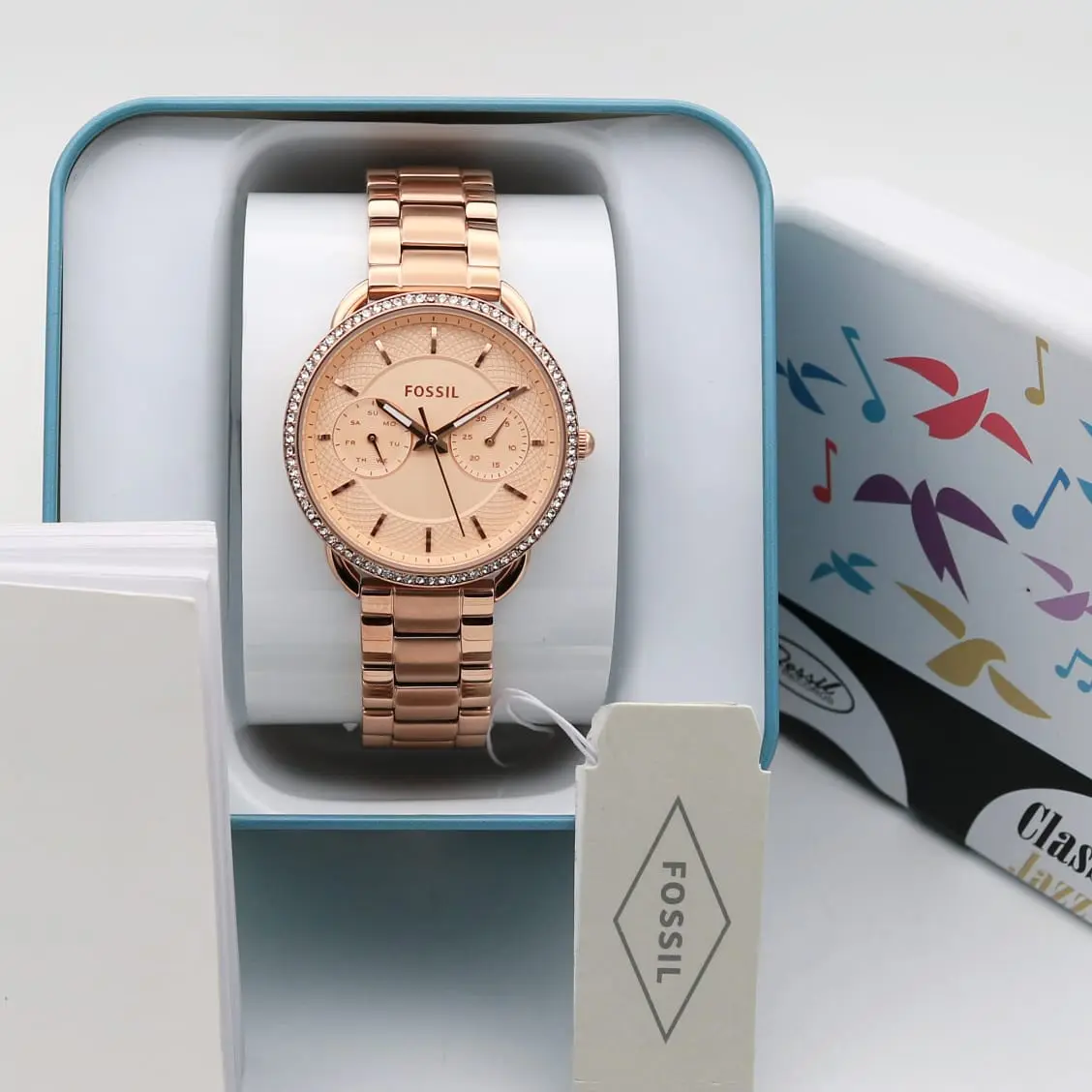 Fossil Tailor — rose dial, rose gold