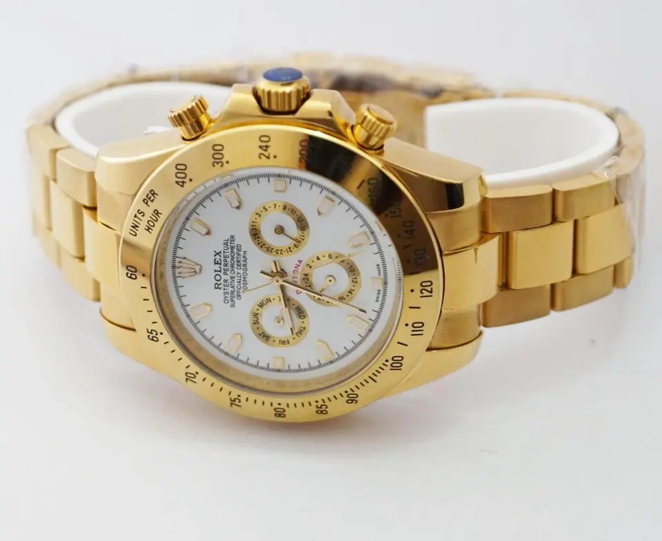 Rolex Daytona — white dial, gold