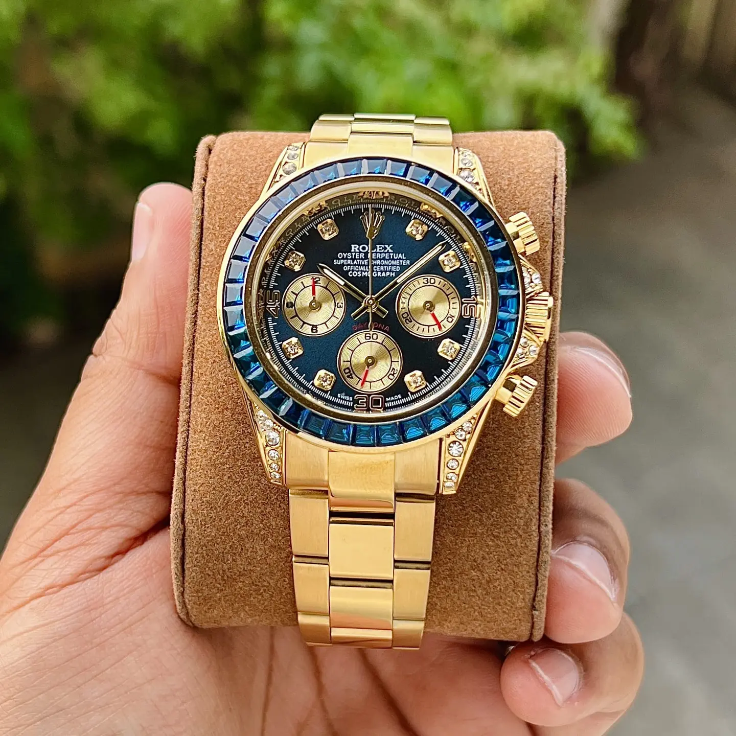 Rolex Daytona — blue dial, gold