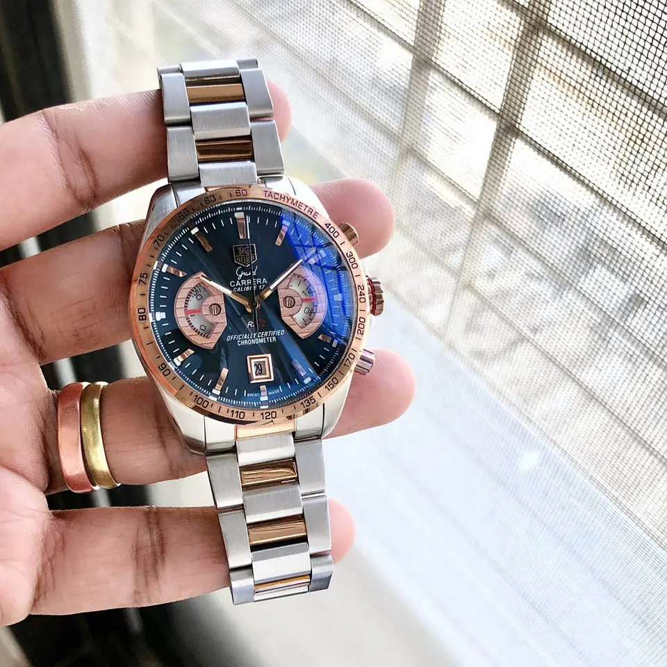 TAG Heuer Grand Carrera — black dial, two-tone