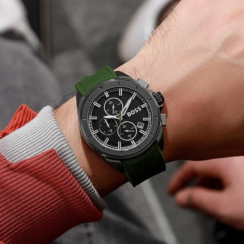 Hugo Boss Chronograph — black dial, black case