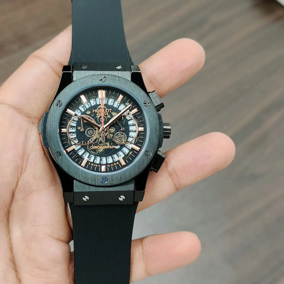 Hublot Skeleton — open-worked dial, black case