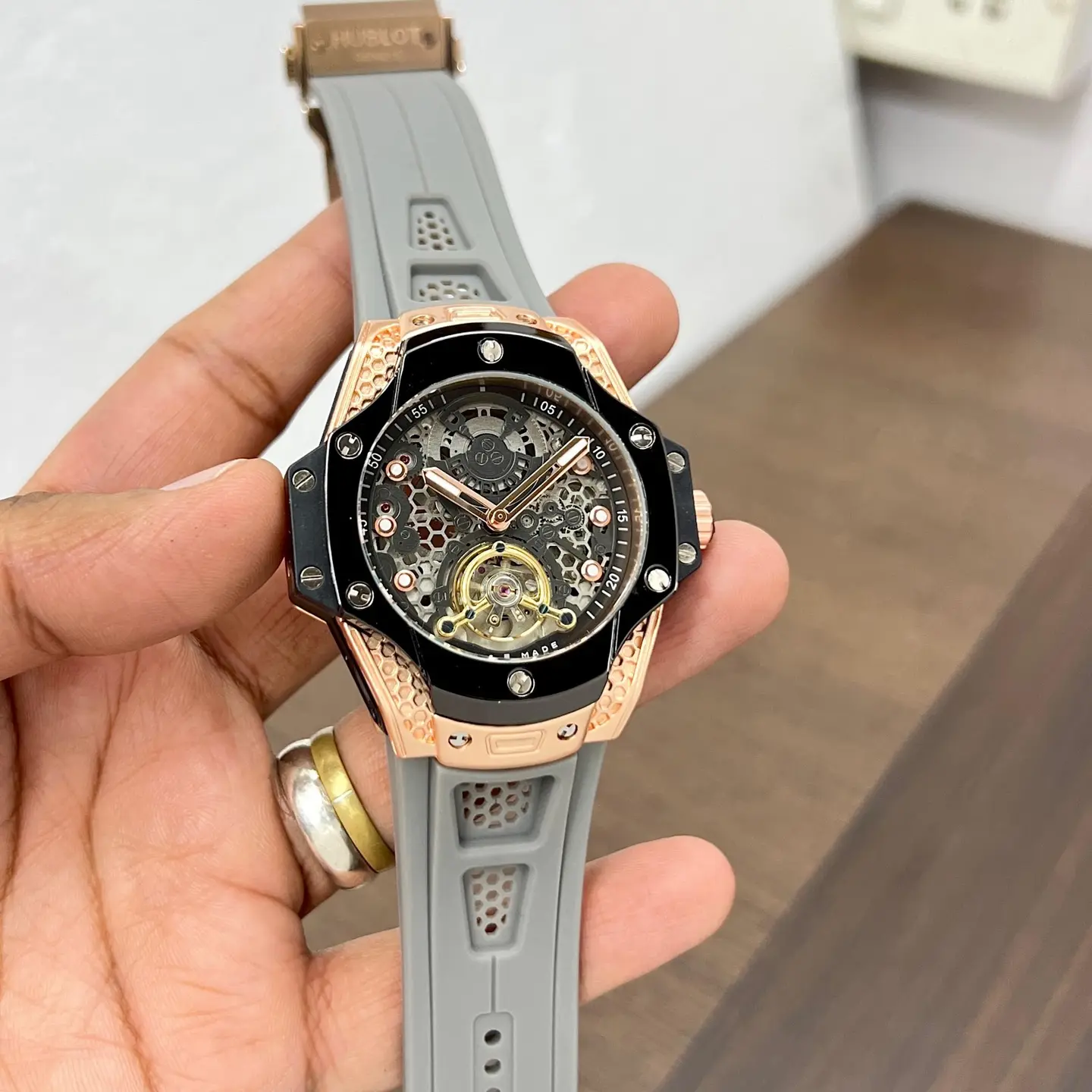 Hublot Skeleton — open-worked dial, two-tone