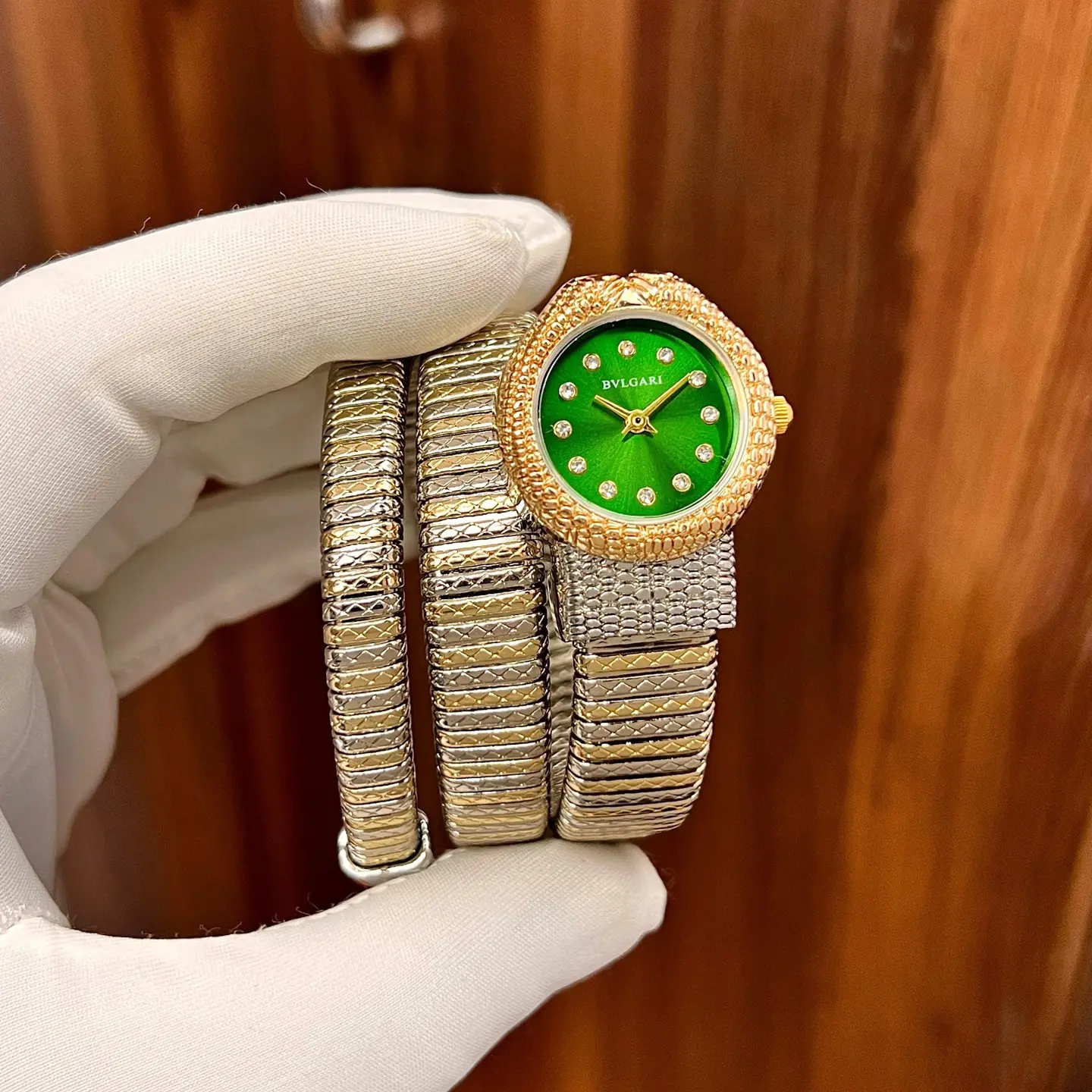Bvlgari Serpenti — green dial, two-tone