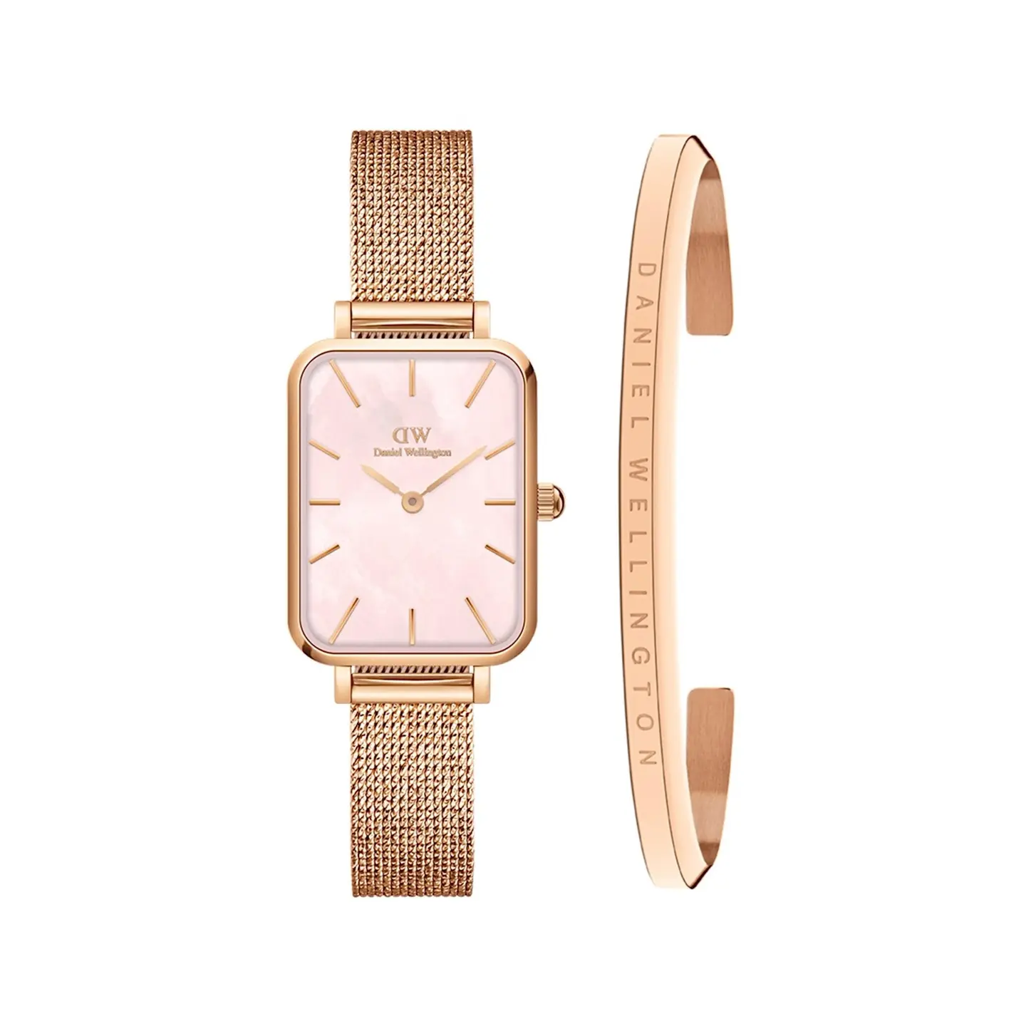 Daniel Wellington Quadro — white dial, rose gold
