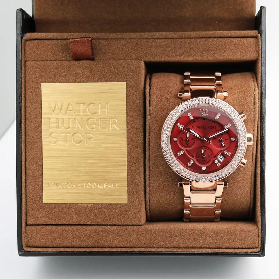 Michael Kors Parker — red dial, rose gold