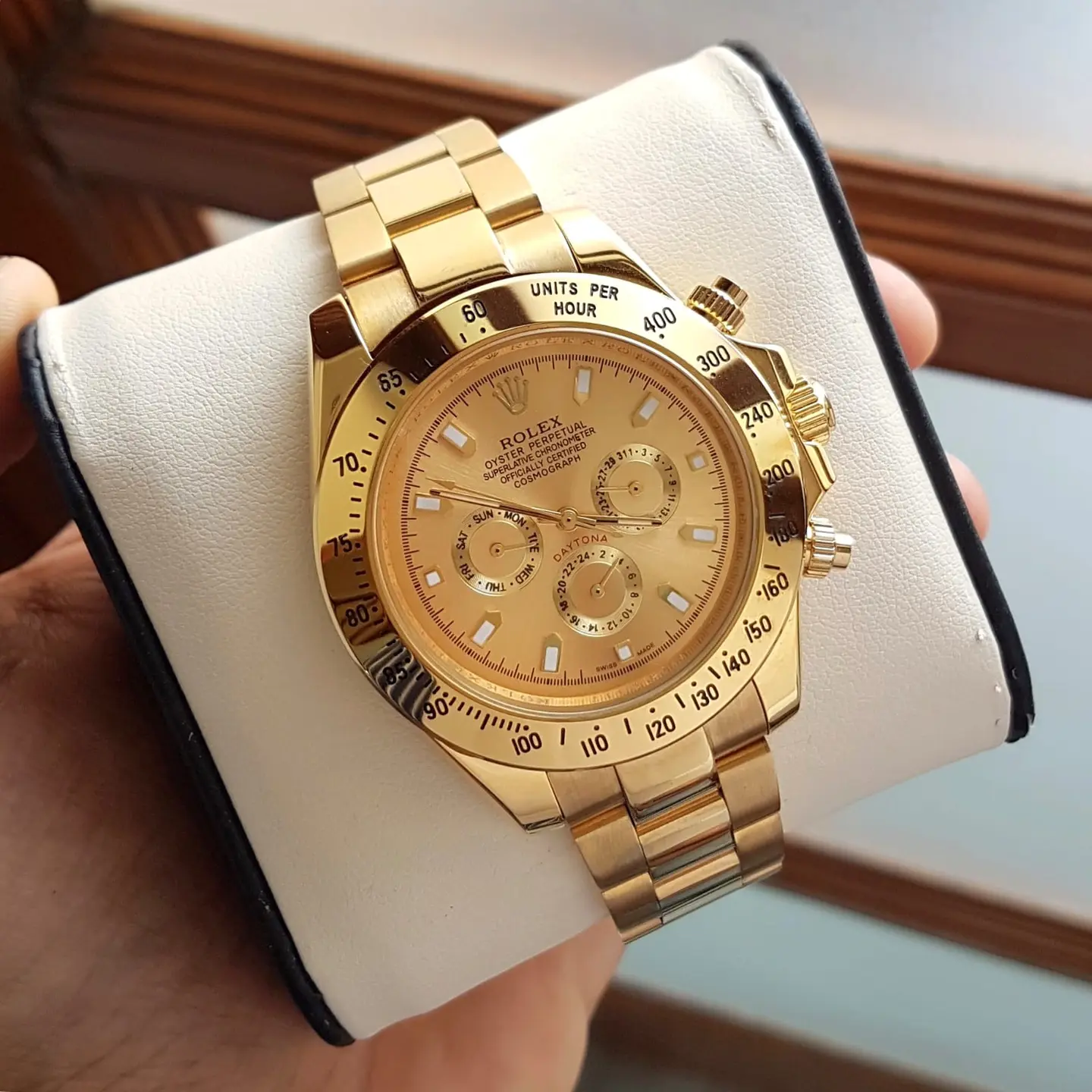 Rolex Daytona — gold dial, gold