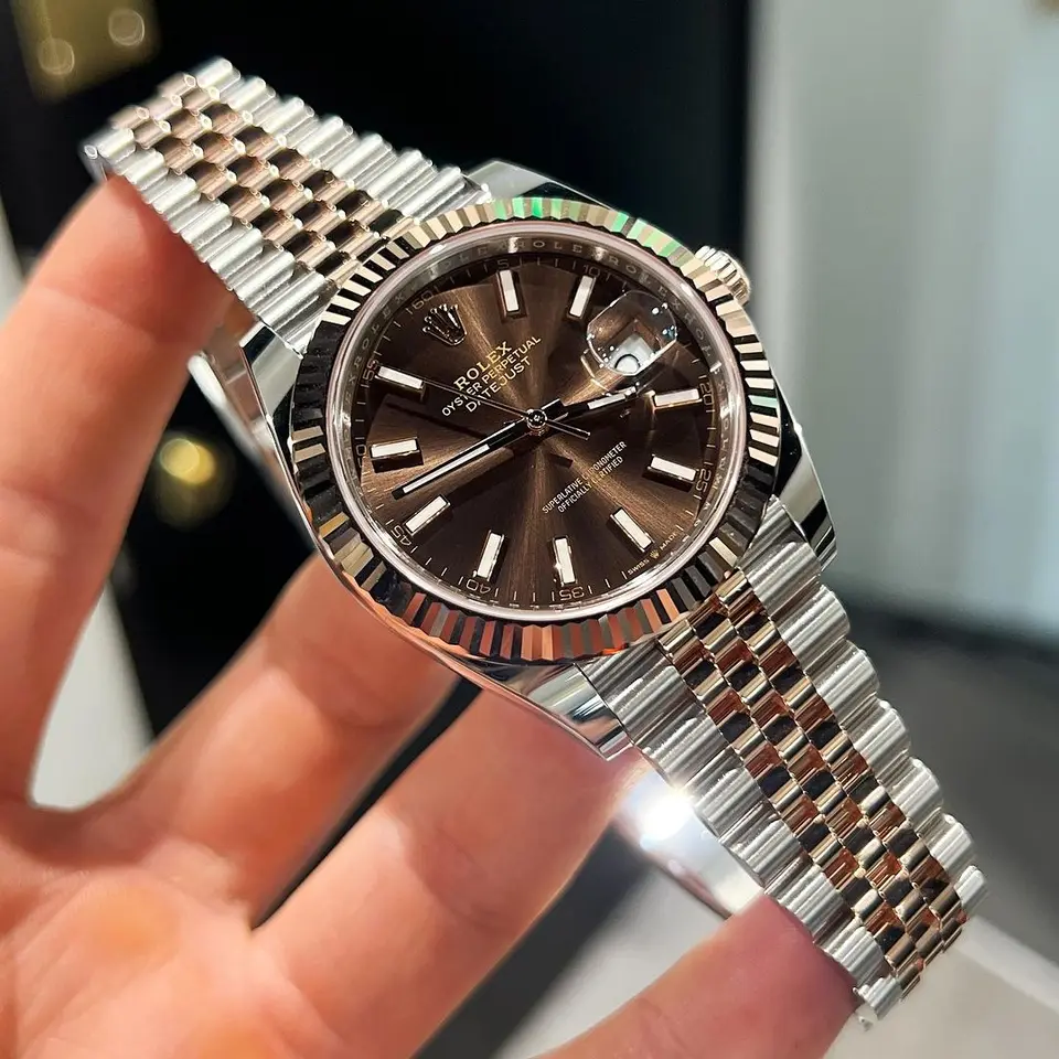 Rolex Datejust — brown dial, two-tone