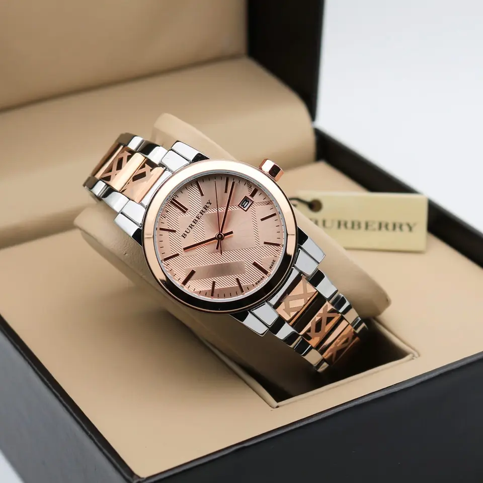 Burberry The City — pink dial, two-tone