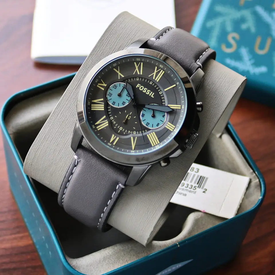 Fossil Grant — grey dial, gunmetal case