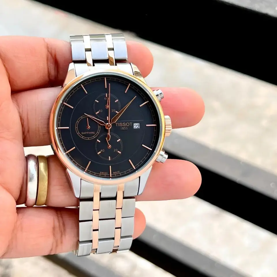 Tissot Chronograph — black dial, two-tone
