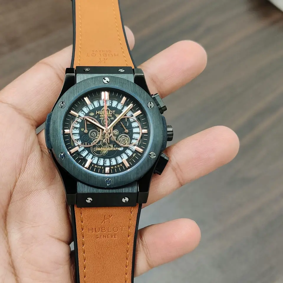 Hublot Skeleton — open-worked dial, black case