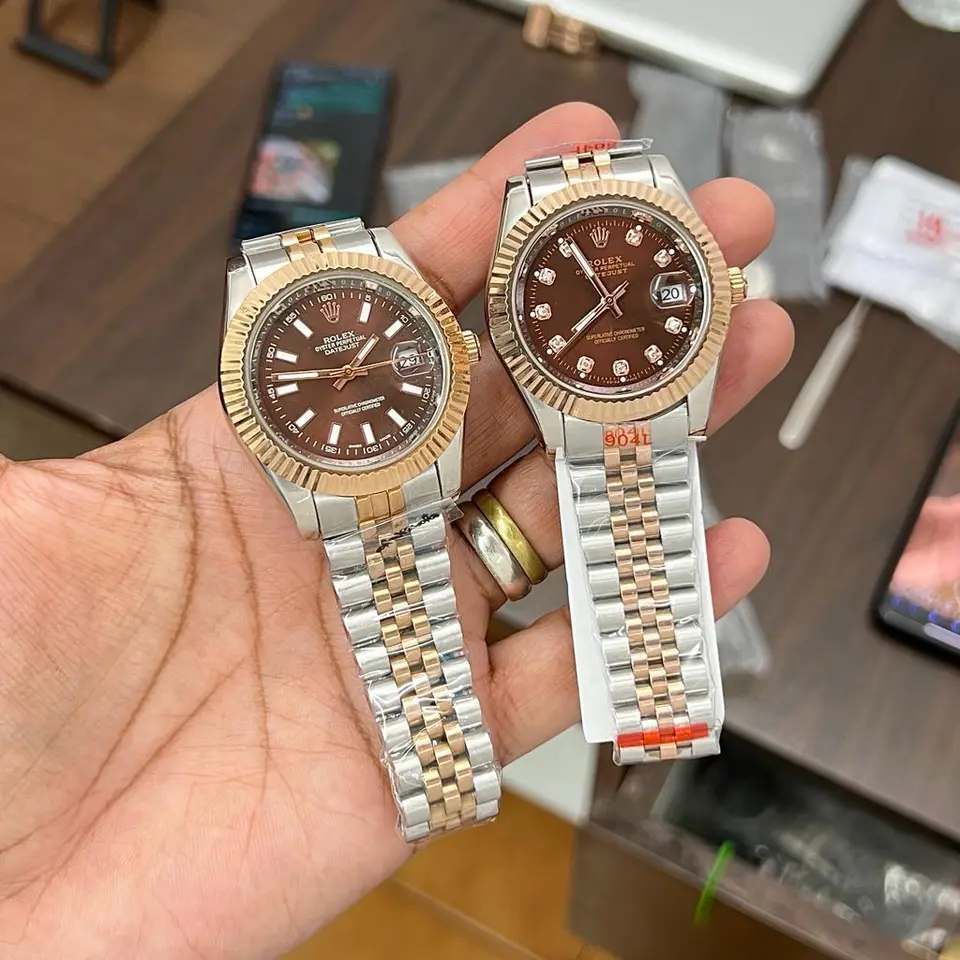 Rolex Datejust — brown dial, two-tone