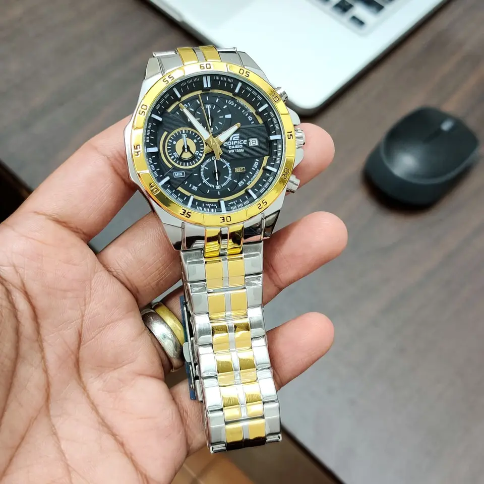Casio Edifice EFR-556 — black dial, two-tone
