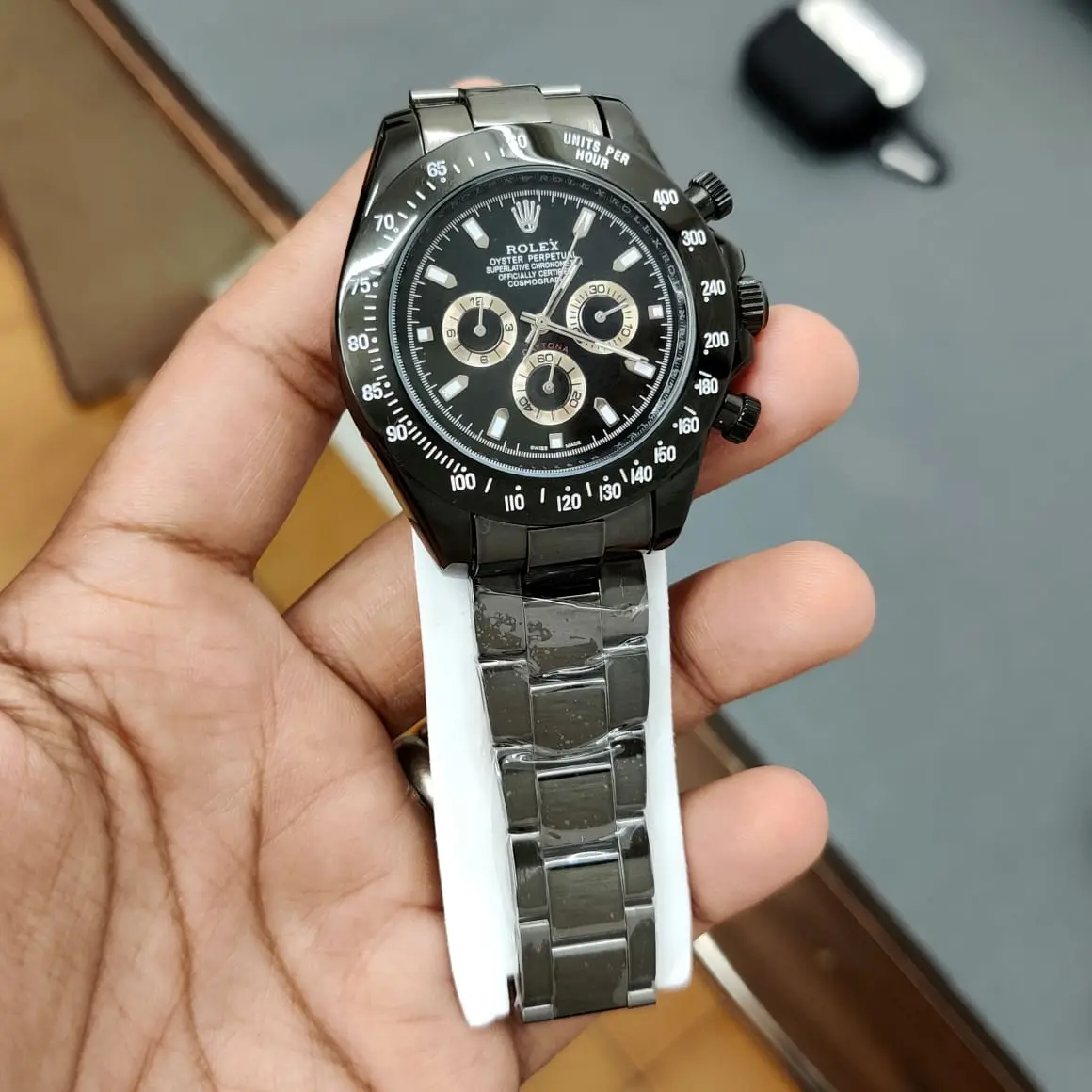 Rolex Daytona — black dial, black case