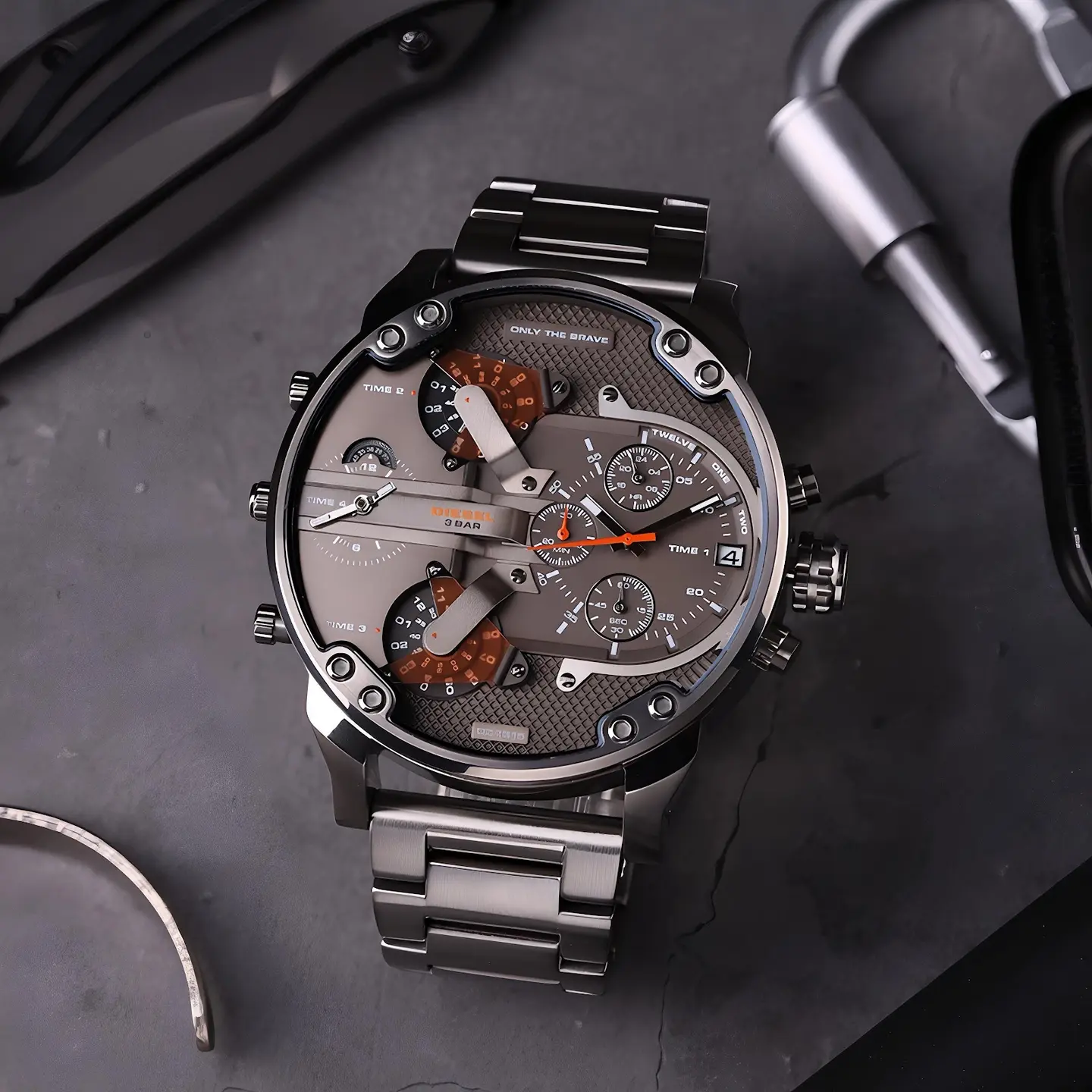 Diesel Mr. Daddy 2.0 — black dial, gunmetal case