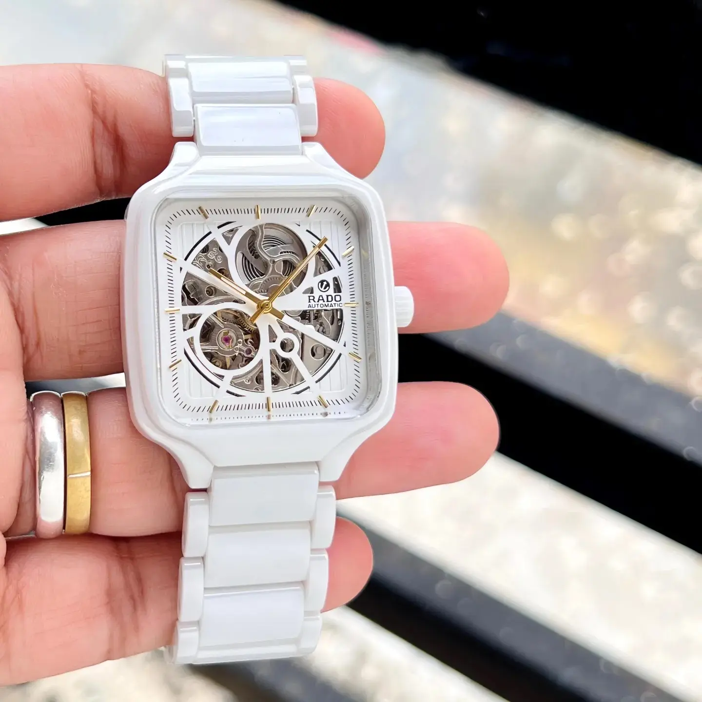 Rado True Square — open-worked dial, ceramic