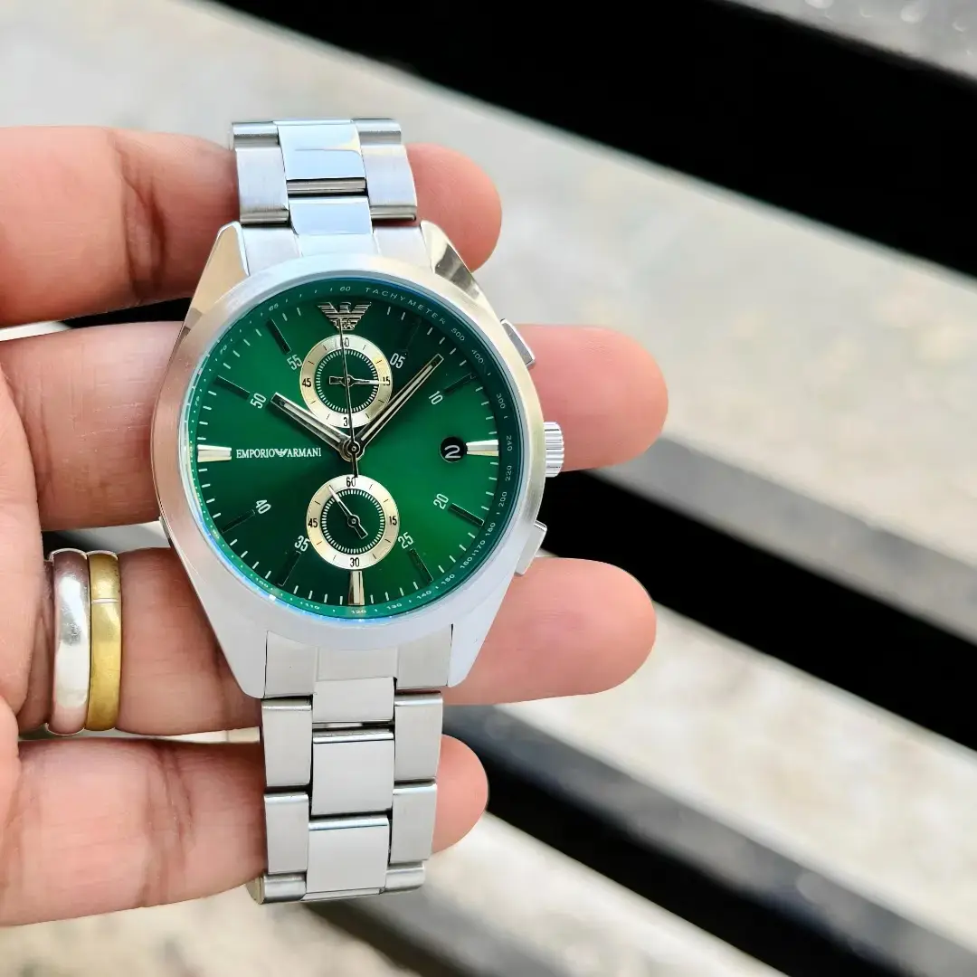 Emporio Armani Chronograph — green dial