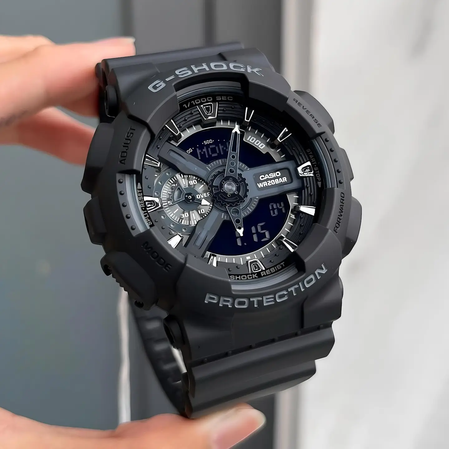 G-Shock GA-110 — black dial, black case