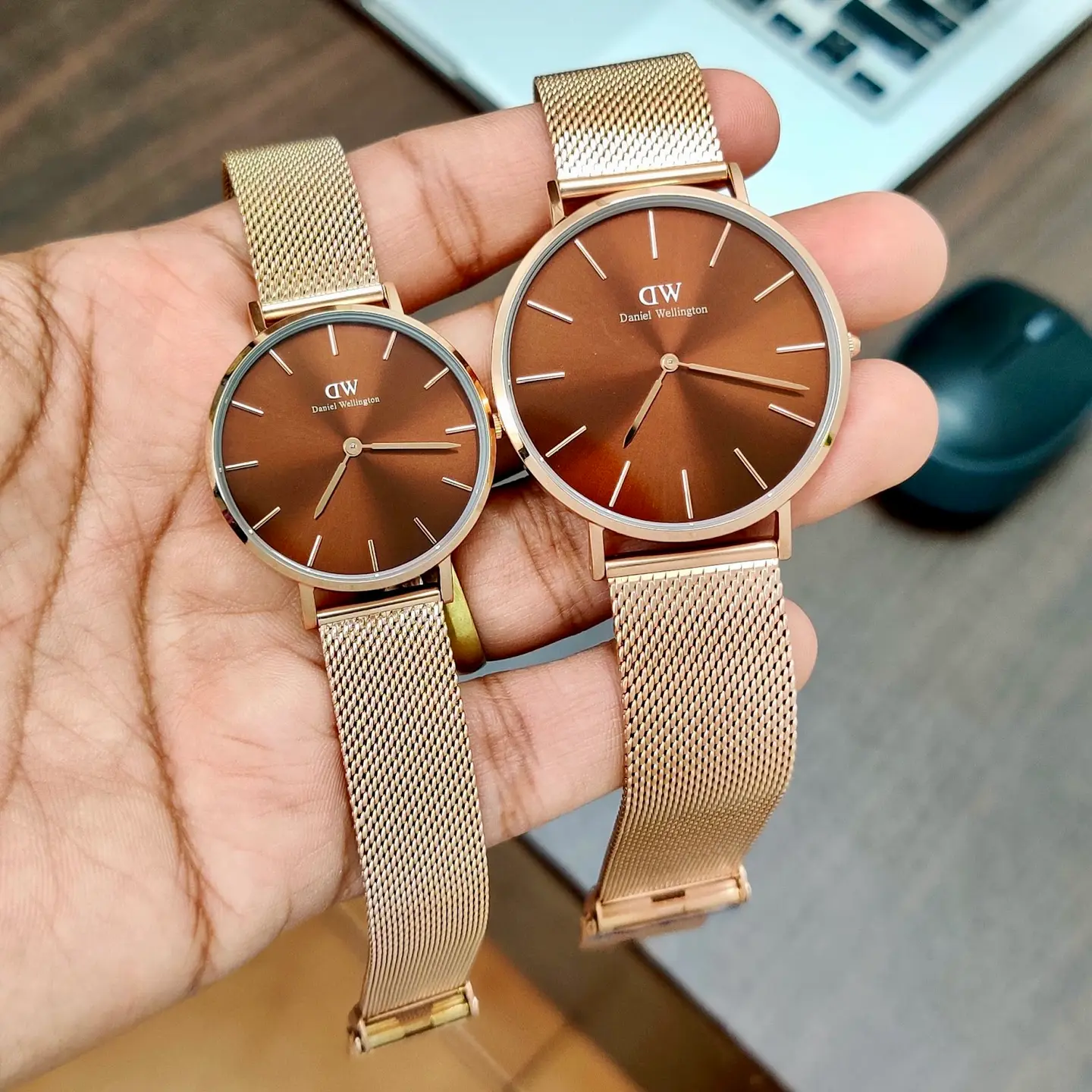 Daniel Wellington Classic — brown dial, rose gold
