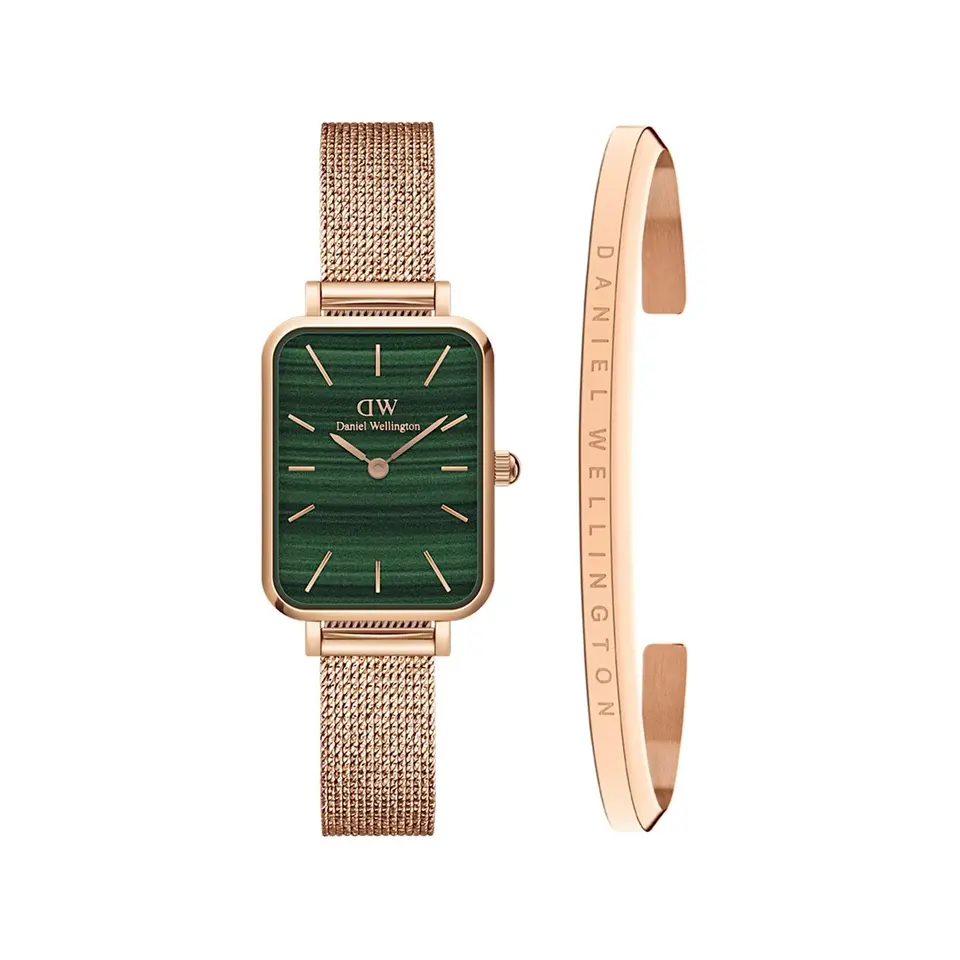 Daniel Wellington Quadro — green dial, rose gold