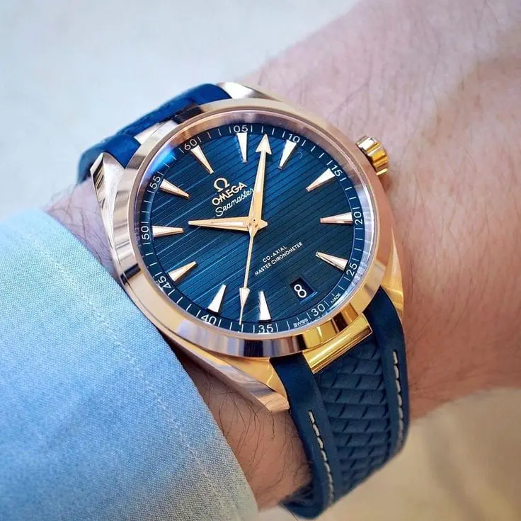 Omega Seamaster — blue dial, gold